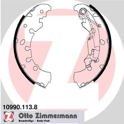 Bilde av ZIMMERMANN 10990.113.8 Bremsesko 203 38 med fjær, vippearm, Bildet viser leveranseinnholdet OPEL: Corsa D Hatchback, FIAT: Grande Punto Hatchback