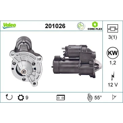 Bilde av VALEO 201026 Starter 12 1,2 9 PEUGEOT: Partner I Van, 206 Hatchback, 307 CITROËN: C3 Hatchback