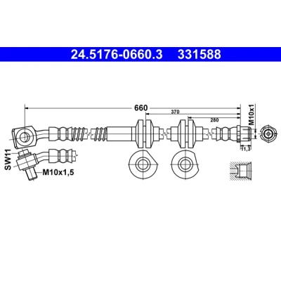 Bilde av Bremseslange, Framaksel venstre, opel cascada, vauxhall cascada cabriolet, 13400902, 39041651, 5 62 507
