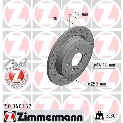 Bilde av ZIMMERMANN SPORT COAT Z 150.3401.52 Bremseskiver 259 10 5/4 4 100 fullt ut, hullet belagt høy karbon MINI: Hatchback, Cabrio