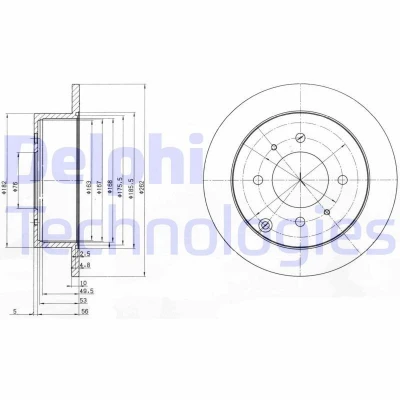 Bilde av DELPHI BG4010 Bremseskiver 262 10 4 fullt ut oljet ubehandlet uten hjullager, ABS sensorring HYUNDAI: Matrix