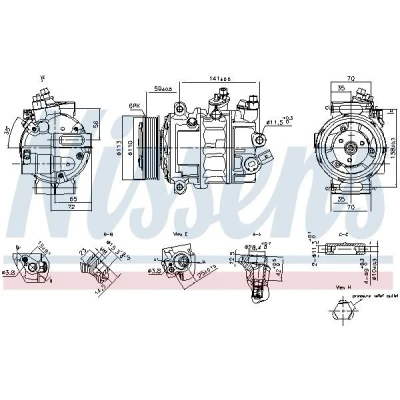 Bilde av NISSENS 890893 Kompressor PXC16 12 PAG 46 YF R 134a VOLKSWAGEN: Transporter 6