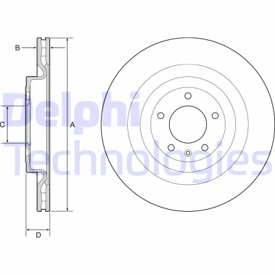 Bilde av DELPHI BG9126C Bremseskiver 365 25 5 ventilert belagt høy karbon uten hjullager, ABS sensorring LAND ROVER: Range Rover Sport, 4