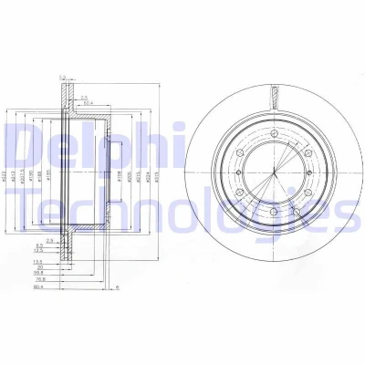 Bilde av DELPHI BG4014 Bremseskiver 315 20 6 ventilert oljet ubehandlet uten hjullager, ABS sensorring HYUNDAI: Terracan