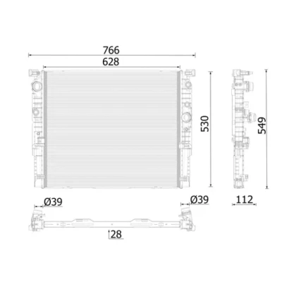 Bilde av MAHLE ORIGINAL CR 2630 000P Radiator Aluminium 628 530 28 Kjøleribber loddet