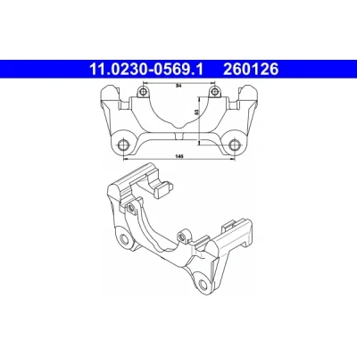 Bilde av ATE 11.0230 0569.1 Bremsecaliper Feste Holder AUDI: A6 C6 Sedan, A4 B7 Avant, B6 Avant