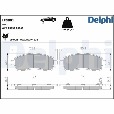 Bilde av Bremseklosser sett DELPHI LP3881