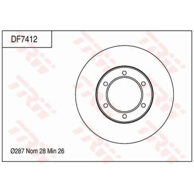 Bilde av TRW DF7412 Bremseskiver 287 28 6 127 ventilert spraylakkert TOYOTA: Dyna Flatvogn lastebil / Chassis