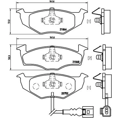 Bilde av BREMBO P 85 071 Bremseklosser inkl. slitasjevarselkontakt uten tilbehør VOLKSWAGEN: Polo IV Hatchback, SKODA: Fabia 2, I Hatchback