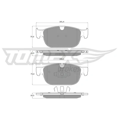 Bilde av TOMEX brakes TX 18 57 Bremseklosser framaksel klargjort for slitasjeindikator VOLVO: V90 II Stasjonsvogn, XC90 II, S90 POLESTAR: Polestar 2