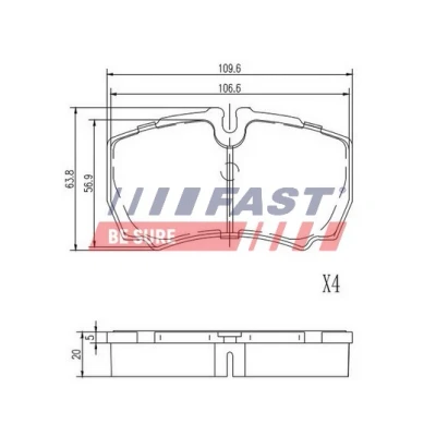 Bilde av FAST FT29092HD Bremseklosser bakaksel klargjort for slitasjeindikator IVECO: Daily 4 Kasten/Kombi, 6 , V Varebil / Stasjonsvogn