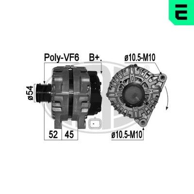Bilde av ERA 209433 Dynamo 14V 150A PEUGEOT: 208 I Hatchback, Partner II Van, 207 CITROËN: Berlingo C5 III Stasjonsvogn,