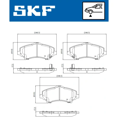 Bilde av SKF VKBP 80334 A Bremseklosser med akustisk slitasjevarsel DODGE: Journey MPV, JEEP: Cherokee III, Compass, Wrangler IV, CHRYSLER: GRAND 5OYAGER 5