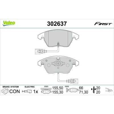 Bilde av VALEO 302637 Bremseklosser framaksel inkl. slitasjevarselkontakt med antihyle blikk VOLKSWAGEN: GOLF 6, Passat B6 Variant, Caddy 3