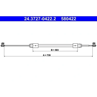 Bilde av ATE 24.3727 0422.2 Bremsekabel 739