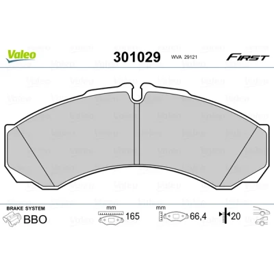 Bilde av VALEO 301029 Bremseklosser FIRST framaksel uten antiskrike blikk IVECO: DAILY 4 Kasten/Kombi, V Varebil / Stasjonsvogn,