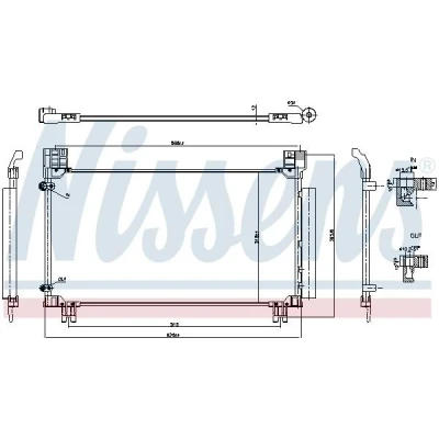 Bilde av NISSENS 941277 Kondensator med tørker Aluminium 610 R 134a TOYOTA: Yaris III Hatchback