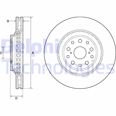 Bilde av DELPHI BG9186C Bremseskiver 357 34 5 ventilert belagt ubehandlet uten hjullager, ABS sensorring LEXUS: LS IV