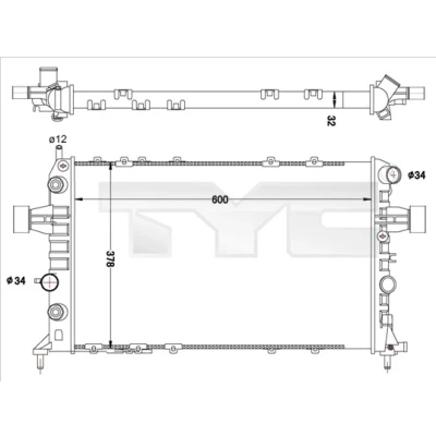 Bilde av TYC 725 0040 R Radiator 600 378 32 Kjøleribber satt sammen mekanisk OPEL: Zafira A, Astra G Sedan