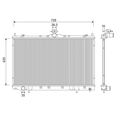 Bilde av VALEO 701239 Radiator Aluminium 425 728 16