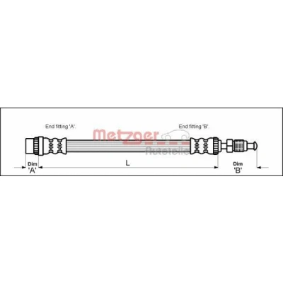 Bilde av METZGER 4114712 Bremseslange 472 M10 x 1