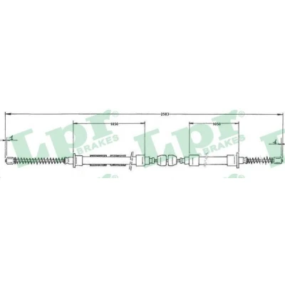 Bilde av LPR C0605B Bremsekabel 2590/1070+1070 Trommelbrems