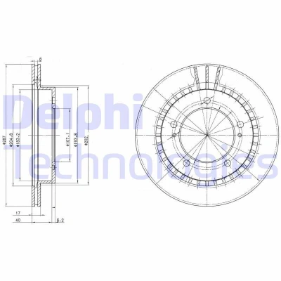Bilde av DELPHI BG3158 Bremseskiver 287 17 5 ventilert oljet ubehandlet uten hjullager, ABS sensorring SUZUKI: Grand Vitara 1 SUV, Jimny SUV