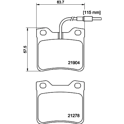 Bilde av HELLA 8DB 355 008 171 Bremseklosser med integrert slitasjevarselkontakt MERCEDES BENZ: Vito Minibuss, V Klasse, Van