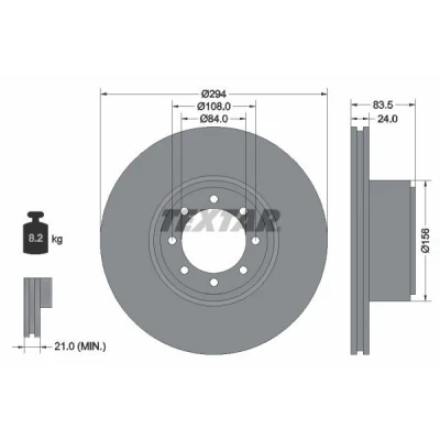 Bilde av TEXTAR 93175300 Bremseskiver 294 24 08/08 108 innvendig ventilert uten hjulfestebolt, hjulnav IVECO: DAILY 4 Kasten/Kombi