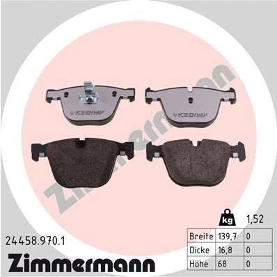 Bilde av ZIMMERMANN 24458.970.1 Bremseklosser klargjort for slitasjeindikator Bildet viser leveranseinnholdet BMW: X5, X6