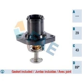 Bilde av FAE 5322989 Termostat 89 med tetning PEUGEOT: 307 CC, SW, 407 CITROËN: C5 III Stasjonsvogn