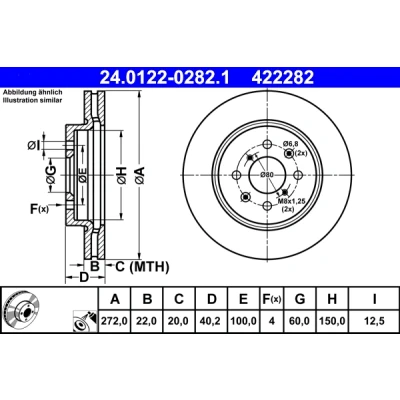 Bilde av ATE 24.0122 0282.1 Bremseskiver 272,0 22,0 4 100,0 ventilert belagt SUZUKI: SWIFT
