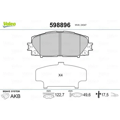 Bilde av VALEO 598896 Bremseklosser framaksel med antihyle blikk TOYOTA: Yaris II Hatchback, III iQ