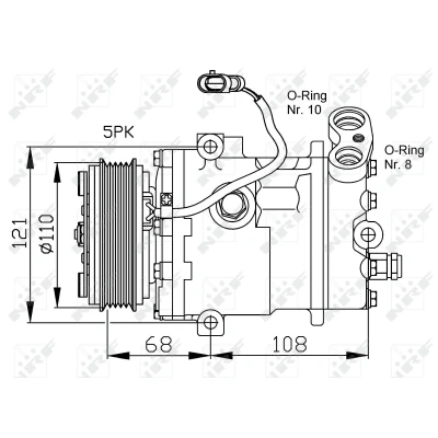 Bilde av NRF 32197 Kompressor SD6V10 12 PAG 46 med kompressorlje