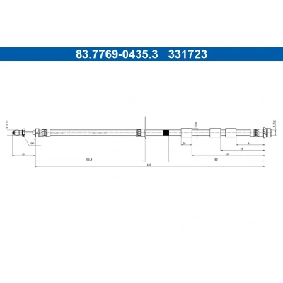 Bilde av ATE 83.7769 0435.3 Bremseslange 430mm M10x1mm FORD: Ecosport Mk2 1.0 EcoBoost, 1.5 TDCi, Ti VCT, TDCi EcoBlue, 2.0 VCT 4x4
