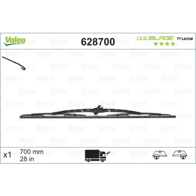 Bilde av Vindusvisker Valeo Optiblade Trucks 628700 700mm på begge sider Standard FORD: Transit Mk6 Van, Mk5 Flatvogn lastebil/Chassis