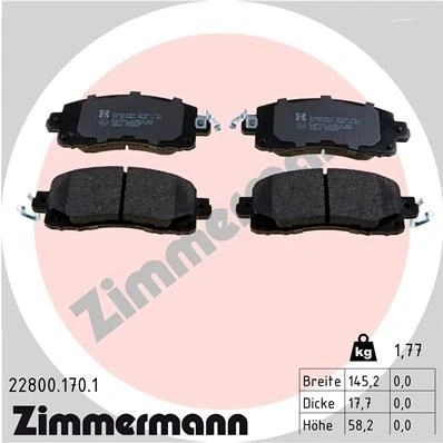 Bilde av ZIMMERMANN 22800.170.1 Bremseklosser Bildet viser leveranseinnholdet SUBARU: Outback V