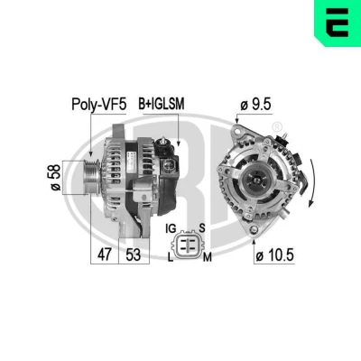 Bilde av ERA 210493A Dynamo 14V 130A TOYOTA: RAV4 II SUV, Corolla IX Hatchback, Previa / Estima