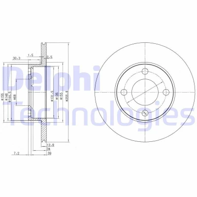 Bilde av DELPHI BG2215 Bremseskiver 256 13 4 fullt ut oljet ubehandlet uten hjullager, ABS sensorring AUDI: 100 C3 Sedan, 90 B3, 80 B3