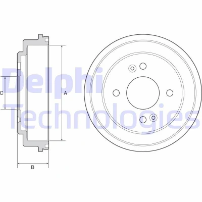 Bilde av DELPHI BF550 Bremsetrommel uten ABS sensorring, hjullager, lager 220