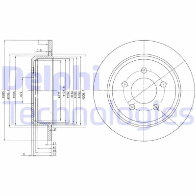 Bilde av DELPHI BG3073 Bremseskiver 285 11 5 fullt ut oljet ubehandlet uten hjullager, ABS sensorring JEEP: Grand Cherokee I
