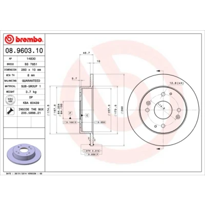Bilde av BREMBO 08.9603.10 Bremseskiver 260 10 4 fullt ut med skruer