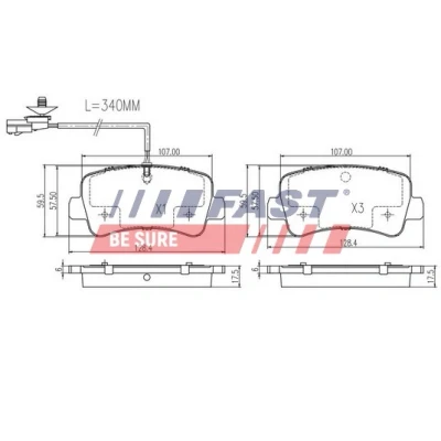 Bilde av FAST FT29538 Bremseklosser bakaksel med integrert slitasjesensor RENAULT: MASTER 3 Kasten, 3, Bus, OPEL: Movano B Minibuss