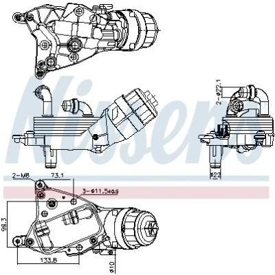 Bilde av NISSENS 91349 Oljekjøler med oljefilterhus filter, termostat OPEL: Combo D Varebil / Stasjonsvogn