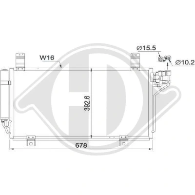 Bilde av DIEDERICHS DCC1680 Kondensator med tørker Climate 15,6 10,2 Aluminium MAZDA: CX 5 I