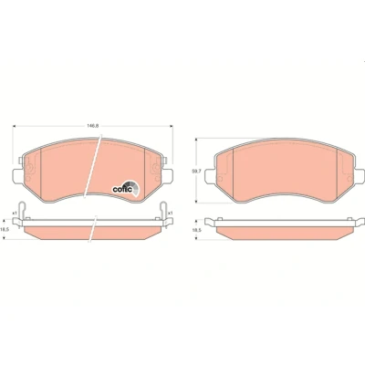 Bilde av TRW COTEC GDB4126 Bremseklosser inkl. slitasjevarselkontakt CHRYSLER: VOYAGER 4, JEEP: Cherokee III, DODGE: Caravan IV MPV