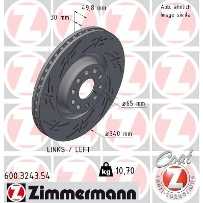 Bilde av ZIMMERMANN 600.3243.54 Bremseskiver 340 30 10/5 5 112 innvendig ventilert, med sliss belagt høy karbon VOLKSWAGEN: Golf 7, Passat B8 Variant