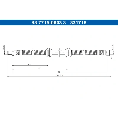 Bilde av ATE 83.7715 0603.3 Bremseslange 602mm M10x1mm