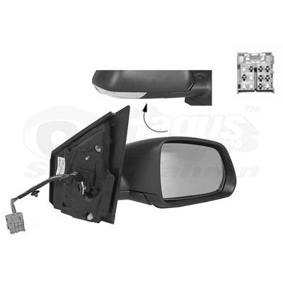 Bilde av Sidespeil Van Wezel 5828808 høyre svart komplett speil, konveks, for elektrisk speiljustering, kan varmes opp VOLKSWAGEN: Polo IV Hatchback