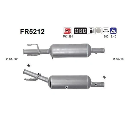 Bilde av AS FR5212 Partikkelfilter Euro 6 Cordierit PEUGEOT: 3008 I, Partner II Tepee, Van, CITROËN: Berlingo Van